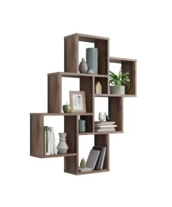 Calicosy Étagères Étagère Murale Flottante 8 Compartiments - Aspect Chêne Vintage -Vaisseliers Soldes Magasin etagere murale flottante 8 compartiments aspect chene vintage 2