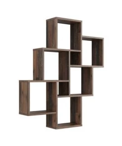 Calicosy Étagères Étagère Murale Flottante 8 Compartiments - Aspect Chêne Vintage