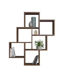 Calicosy Étagères Étagère Murale Flottante 8 Compartiments - Aspect Chêne Vintage -Vaisseliers Soldes Magasin etagere murale flottante 8 compartiments aspect chene vintage 3