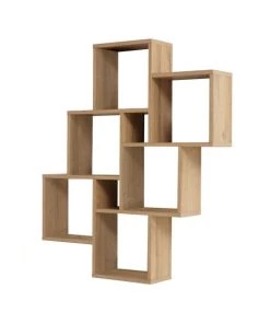 Calicosy Étagères Étagère Murale Flottante 8 Compartiments - Chêne Vielli