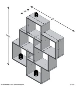 Calicosy Étagères Étagère Murale Flottante 8 Compartiments - Chêne Vielli -Vaisseliers Soldes Magasin etagere murale flottante 8 compartiments chene vielli 3
