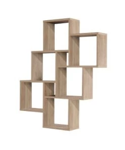 Calicosy Étagères Étagère Murale Flottante 8 Compartiments - Chêne Vielli -Vaisseliers Soldes Magasin etagere murale flottante 8 compartiments marron 1