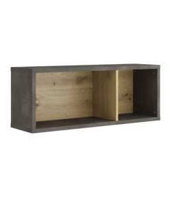 Calicosy Étagères Étagère Murale Industriel 2 Niches L90.5 Cm -Aspect Chêne Et Noir