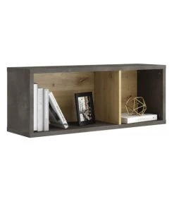 Calicosy Étagères Étagère Murale Industriel 2 Niches L90.5 Cm -Aspect Chêne Et Noir -Vaisseliers Soldes Magasin etagere murale industriel 2 niches l90 5 cm aspect chene et noir 3