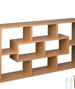 Tectake Étagères Étagère Murale Kassandra Avec 8 Compartiments En Bois MDF Effet Brun