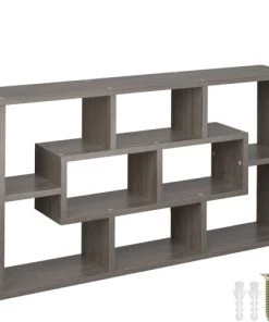 Tectake Étagères Étagère Murale Kassandra Avec 8 Compartiments En Bois MDF Effet Chêne