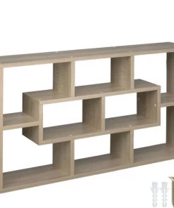 Tectake Étagères Étagère Murale Kassandra Avec 8 Compartiments En Bois MDF Effet Marron