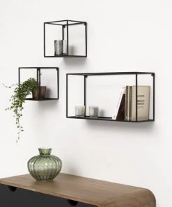 Decoclico Factory Étagères Etagère Murale (lot De 3) Noir -Vaisseliers Soldes Magasin etagere murale lot de 3 noir 2