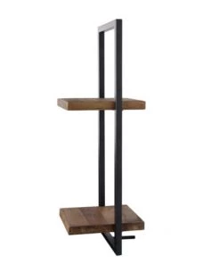 MACABANE Étagères Etagère Murale Métal 2 Plateaux Teck Recyclé Métal Noir