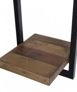 MACABANE Étagères Etagère Murale Métal 2 Plateaux Teck Recyclé Métal Noir -Vaisseliers Soldes Magasin etagere murale metal 2 plateaux teck recycle metal noir 5