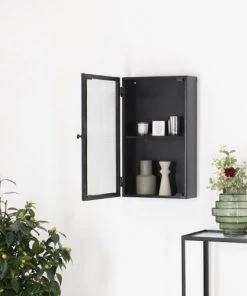 Decoclico Factory Étagères Etagère Murale Métal Et Verre Armé Noir -Vaisseliers Soldes Magasin etagere murale metal et verre arme noir 4
