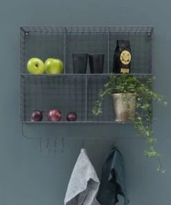 Maison Tilleul Étagères Etagère Murale Métal Grillagé Gris -Vaisseliers Soldes Magasin etagere murale metal grillage gris 2