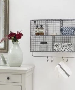 Maison Tilleul Étagères Etagère Murale Métal Grillagé Gris -Vaisseliers Soldes Magasin etagere murale metal grillage gris 3