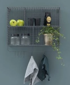Maison Tilleul Étagères Etagère Murale Métal Grillagé Gris -Vaisseliers Soldes Magasin etagere murale metal grillage gris 4