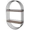 Fornord Étagères Étagère Murale Ovale 2 Niveaux Métal Et Bois 30,5x10,5x50,5cm