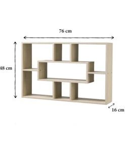 Casâme Étagères Étagère Murale Rectangulaire 7 Niches Décor Bois - L76 X H48cm -Vaisseliers Soldes Magasin etagere murale rectangulaire 7 niches decor bois l76 x h48cm 2
