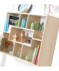 Casâme Étagères Étagère Murale Rectangulaire 7 Niches Décor Bois - L76 X H48cm -Vaisseliers Soldes Magasin etagere murale rectangulaire 7 niches decor bois l76 x h48cm 4