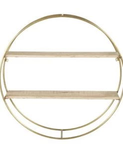 Maisons Du Monde Étagères Etagère Murale Ronde En Bois De Manguier Et Métal Doré