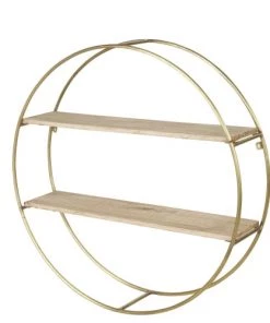 Vaisseliers Soldes Magasin -Vaisseliers Soldes Magasin etagere murale ronde en bois de manguier et metal dore 1000 1 19 222854 2