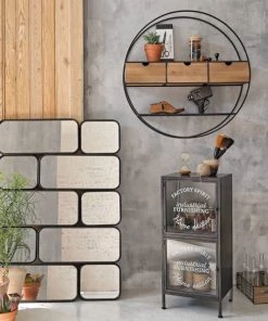 Maisons Du Monde Étagères Etagère Murale Ronde En Bois De Sapin Et Métal Noir -Vaisseliers Soldes Magasin etagere murale ronde en bois de sapin et metal noir 1000 14 27 222493 4