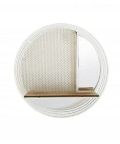 Meubletmoi Étagères Etagère Murale Ronde En Métal Blanc Avec Miroir Et Tablette