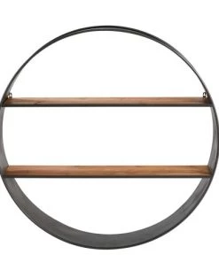 Maisons Du Monde Étagères Étagère Murale Ronde En Métal Noir Et Sapin