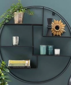 Decoclico Factory Étagères Etagère Murale Ronde Métal Filaire Noir -Vaisseliers Soldes Magasin etagere murale ronde metal filaire noir 3
