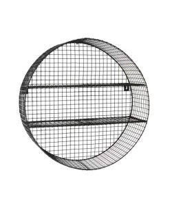 Maison Tilleul Étagères Etagère Murale Ronde Métal Grillagé Gris