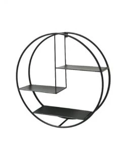 Wadiga Étagères Étagère Murale Ronde Métal Noir D55cm