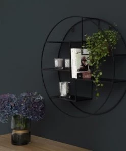 Decoclico Factory Étagères Etagère Murale Ronde Noir -Vaisseliers Soldes Magasin etagere murale ronde noir 3