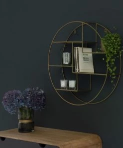 Decoclico Factory Étagères Etagère Murale Ronde Or -Vaisseliers Soldes Magasin etagere murale ronde or 2