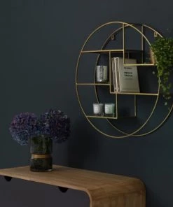 Decoclico Factory Étagères Etagère Murale Ronde Or -Vaisseliers Soldes Magasin etagere murale ronde or 4