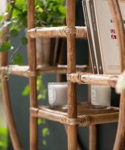 Casatera Étagères Etagère Murale Ronde Rotin Vintage Bois Clair -Vaisseliers Soldes Magasin etagere murale ronde rotin vintage bois clair 2