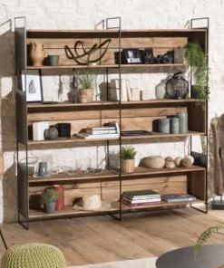 MACABANE Étagères Etagère Niche 3 Niveaux En Pin Recyclé Et Métal Noir -Vaisseliers Soldes Magasin etagere niche 3 niveaux en pin recycle et metal noir 3