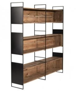 MACABANE Étagères Etagère Niche 3 Niveaux En Pin Recyclé Et Métal Noir -Vaisseliers Soldes Magasin etagere niche 3 niveaux en pin recycle et metal noir 4