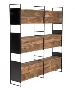 MACABANE Étagères Etagère Niche 3 Niveaux En Pin Recyclé Et Métal Noir -Vaisseliers Soldes Magasin etagere niche 3 niveaux en pin recycle et metal noir 5