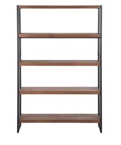 Beliani Étagères Étagère Noire Et Bois Foncé 4 Rangées -Vaisseliers Soldes Magasin etagere noire et bois fonce 4 rangees 2