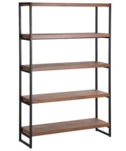 Beliani Étagères Étagère Noire Et Bois Foncé 4 Rangées