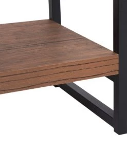 Beliani Étagères Étagère Noire Et Bois Foncé 4 Rangées -Vaisseliers Soldes Magasin etagere noire et bois fonce 4 rangees 3