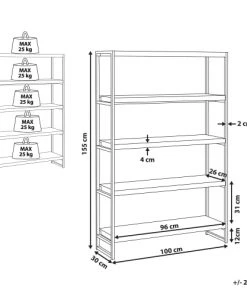 Beliani Étagères Étagère Noire Et Bois Foncé 4 Rangées -Vaisseliers Soldes Magasin etagere noire et bois fonce 4 rangees 4