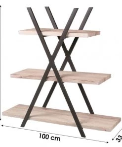 Fornord Étagères Étagère Originale En Bois MDF Et Métal Noir Pyramide 3 étages -Vaisseliers Soldes Magasin etagere originale en bois mdf et metal noir pyramide 3 etages 2