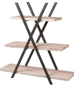 Fornord Étagères Étagère Originale En Bois MDF Et Métal Noir Pyramide 3 étages