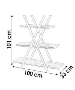 Fornord Étagères Étagère Originale En Bois MDF Et Métal Noir Pyramide 3 étages -Vaisseliers Soldes Magasin etagere originale en bois mdf et metal noir pyramide 3 etages 3