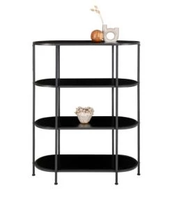 House Nordic Étagères Étagère Ovale En Bois Et Métal 85x111cm Noir -Vaisseliers Soldes Magasin etagere ovale en bois et metal 85x111cm noir 2