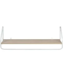 Mob In Étagères Etagère Penderie Murale Effet Bois Clair Et Métal Blanc L90cm -Vaisseliers Soldes Magasin etagere penderie murale effet bois clair et metal blanc l90cm 4