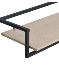 Mob In Étagères Etagère Penderie Murale Effet Bois Clair Et Métal Noir L90cm -Vaisseliers Soldes Magasin etagere penderie murale effet bois clair et metal noir l90cm 10