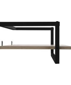 Mob In Étagères Etagère Penderie Murale Effet Bois Clair Et Métal Noir L90cm -Vaisseliers Soldes Magasin etagere penderie murale effet bois clair et metal noir l90cm 11