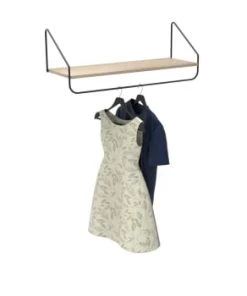 Mob In Étagères Etagère Penderie Murale Effet Bois Clair Et Métal Noir L90cm -Vaisseliers Soldes Magasin etagere penderie murale effet bois clair et metal noir l90cm 16