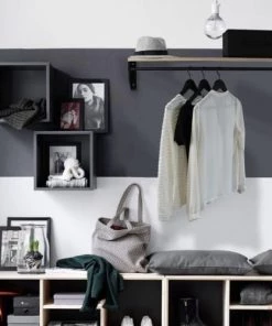 Mob In Étagères Etagère Penderie Murale Effet Bois Clair Et Métal Noir L90cm -Vaisseliers Soldes Magasin etagere penderie murale effet bois clair et metal noir l90cm 19