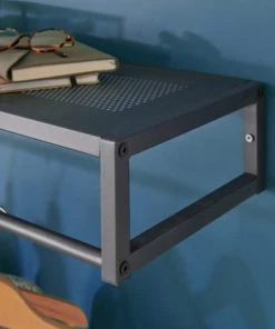 Mob In Étagères Etagère Penderie Murale En Métal Noir L90cm -Vaisseliers Soldes Magasin etagere penderie murale en metal noir l90cm 3